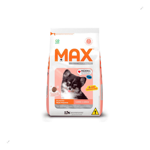 Ração Max Para Cães Filhotes Raças Pequenas Carne E Arro