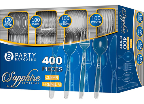 Party Bargains Juego De Cubiertos Desechables Colorzafiro Tr