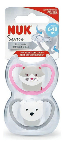 Nuk Space Chupete Nena Gato Oso Polar 6-18 Meses 2 Unidades