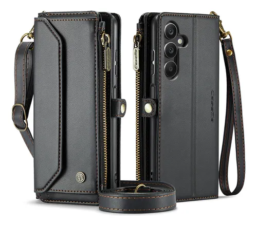 comprar Bolsa Tipo Carteira De Couro Crossbody Com Zíper Para Samsun