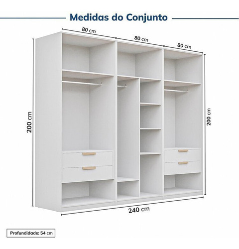 Guarda-roupa Modulado 3 Peças Jade Cabecasa Db