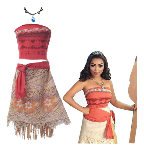 3 Piece Costume Princess Moana Halloween Party Dress