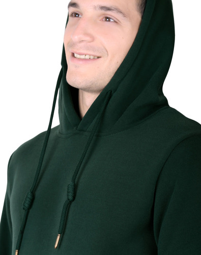Med - Verde Fuerte - Sudadera Hombre Moda Con Capucha Verde