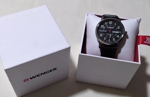 Reloj Wenger Attitude 011541101 Wenger Correa Negro Bisel Plateado Fondo Negro