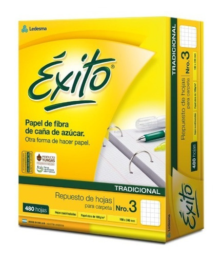 Repuesto Para Carpeta N°3 Éxito X 480 Hojas 