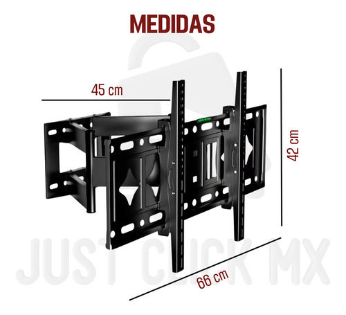 Soporte Articulado Reforzado Para Tv Pantalla Monitor De 40 A 80 Pulgadas Super Resistente Hasta 50kg Justclick Mx