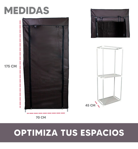 Set 2 Guardaropa Portátil De Tela Dormitorio Cafe Estante