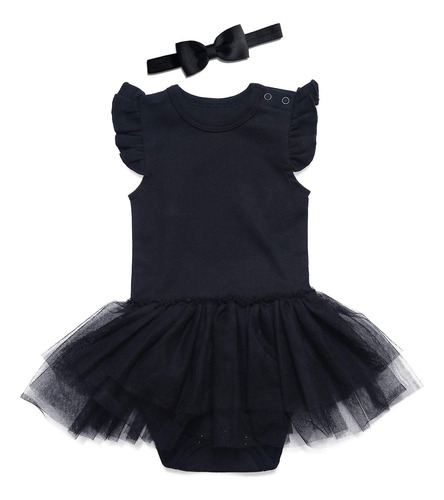 Sobowo Body De Vestido Tutú Negro Para Bebé Niña 0-24 Me.