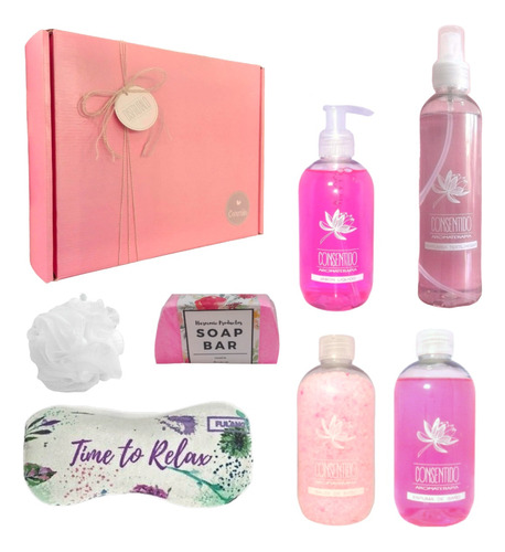 Kit Aromas Relax Caja Regalo Mujer Box Zen Rosas Spa Set N08