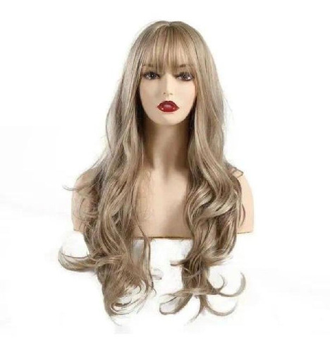 Peluca Sintética Larga Rizada Cabello Cosplay Rubia Natural