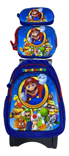 Kit Morral Escolar Mario Bross Mas Lonchera Y Cartuchera