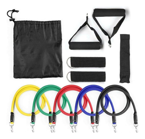 Kit Elástico Extensor 11 Peças Musculação E Funcional