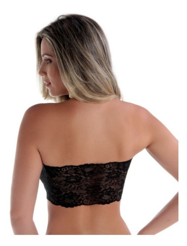 Imagem 2 de 2 de Top/ Cropped /bustiê Renda Sem Bojo Com Elástico Na Pala