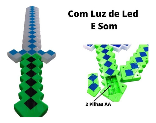 Espada Minecraft Com Som E Luz De Led Iantil Top