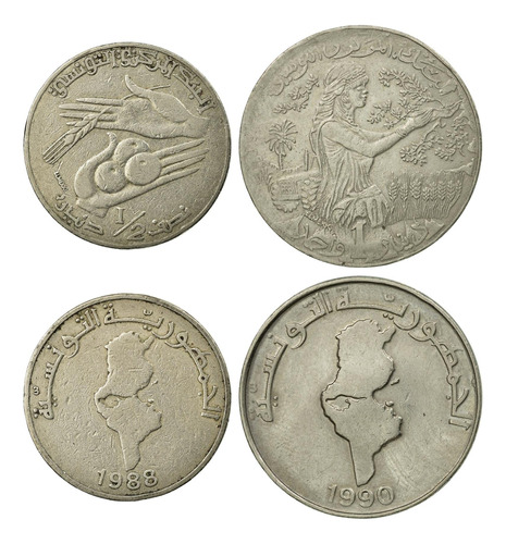 2 Coins De Tunisia | Colección De Monedas Tunecinas 1/2 1 .