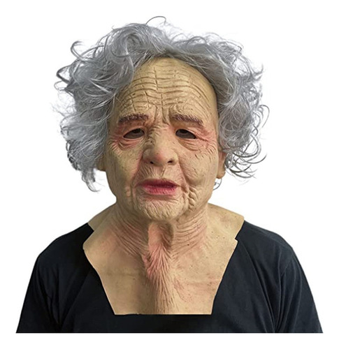 Mascara Latex Halloween Anciano Realista Abuela Peluca 3d