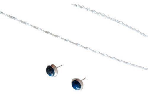 Imagen 4 de 4 de Set De Collar Y Aretes De Plata Italiana 925 Modelo Clásico