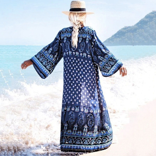 Salida De Playa Pareo Cover Up Vestido Color Azul Mujer Sexy | Envío gratis