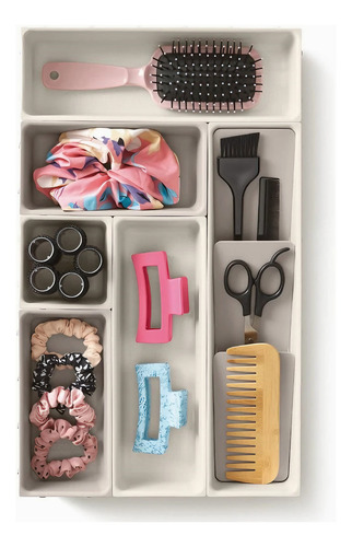Organizador Encastrable Maquillaje Cajón Separador X6 Piezas Crema-pastel