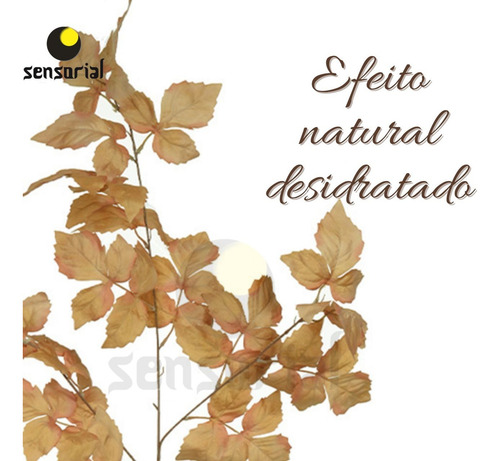 Folha Folhagem Outono Cor Palha Ocre 94cm Enfeite Arranjo Decoração Elegante Luxo Premium Desidratado Artificial
