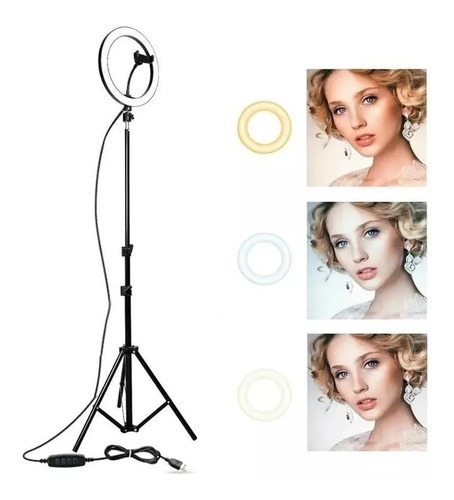 Anillo Luz Led 26cm Fotos Selfie Maquillaje + Tripode 2.2mts