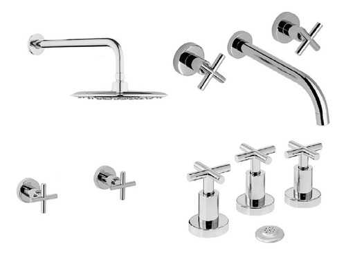 Combo Griferías Hydros Novara Lav Pared Bidet Ducha S/t Cuot