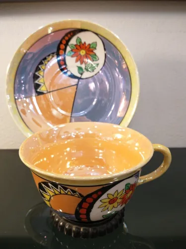 Antigua Taza De T Loza Japonesa Pintada A Mano