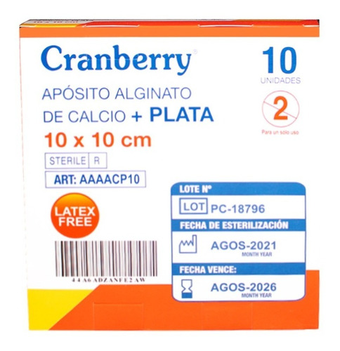 Imagen 6 de 6 de Apósito Alginato De Calcio + Plata 10x10 - Caja De 10 Und