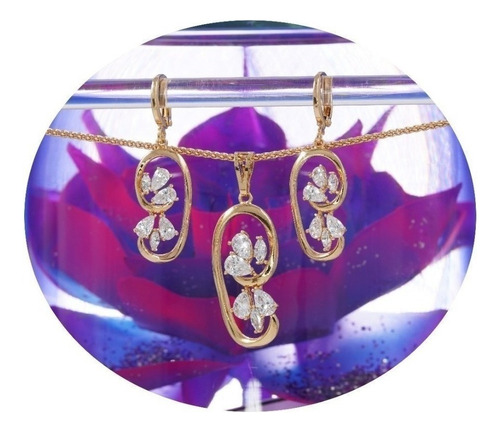 Set Collar Aretes Diamantes Oro 24k Colección Joya Para Boda