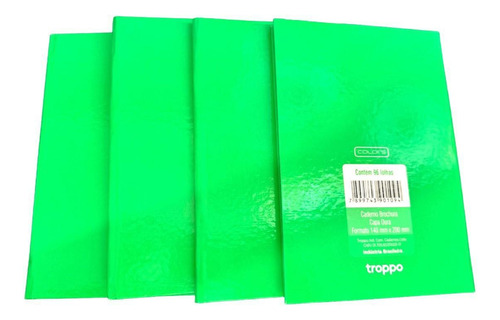 Caderno Brochura 1/4 Escolar 96 Folhas Capa Dura- Kit 10un