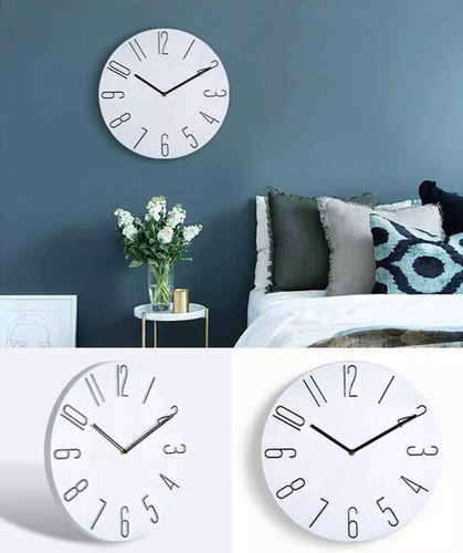 Imagen 3 de 6 de Reloj De Pared Nórdico Silencioso Grande 35cm Clicshop
