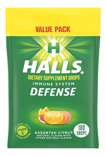 Halls Defense Paquete De 180 Pastillas Americano