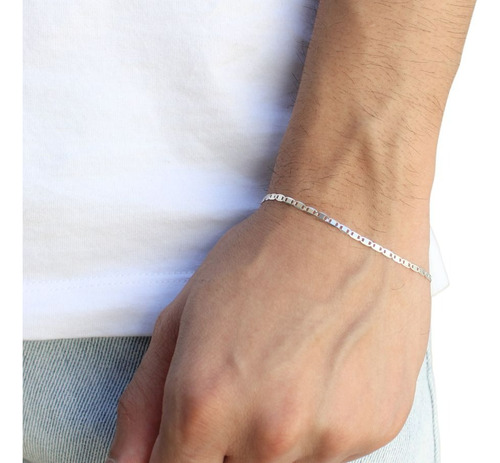 Pulseira Bracelete Piastrine 4mm Com 21cm De Prata 925 Comprimento 21 Cm Cor Prateado Diâmetro 21 Cm