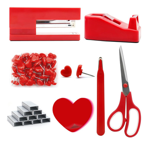 Accesorios De Escritorio En Rojo, Suministros De Oficina En