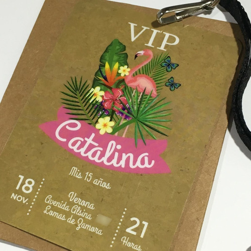 Invitación Vip Simil Pvc 15 Años Pase X25 Cordon C/herraje
