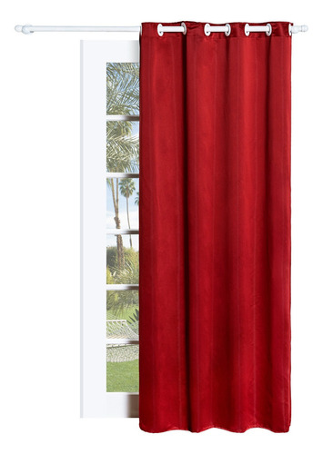 Cortina Blackout Liso Corta Luz Para Sala/quarto 1,40x2,20m Cor Vermelho