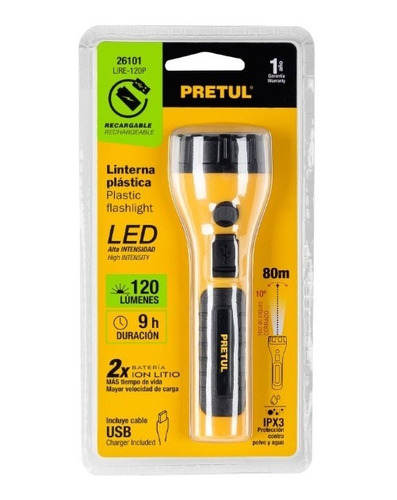 Linterna Recargable Led 45 Metros Pretul