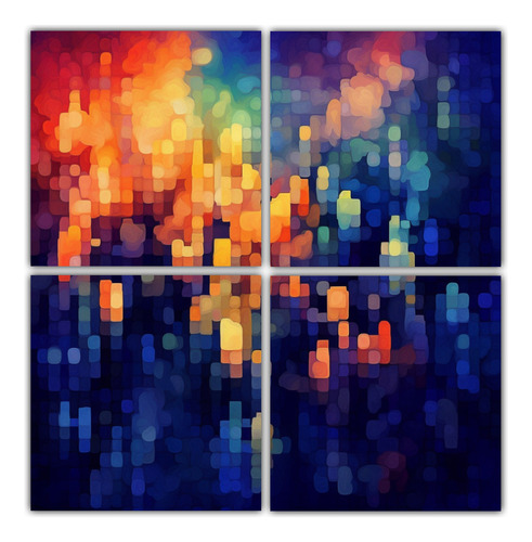 80x80cm Cuadros Abstractos Pixel Art En Tela Bastidor Madera