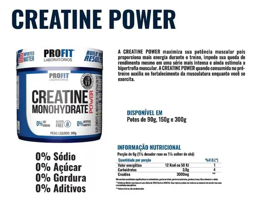 Suplemento en polvo ProFit Laboratórios Creatina monohidratada x 300g