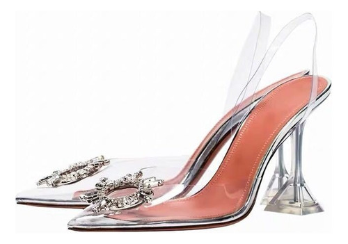 Zapatos De Tacón De Mujer Baotou Transparentes Con Cristales