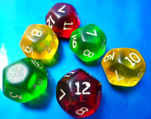 Dados De Rpg, Kit Com 6 Peças D12 Cores Variadas Peças Novas