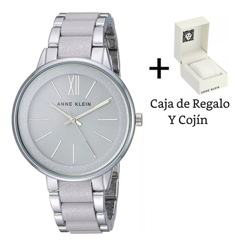 Anne Klein Reloj De Mano Para Dama Mujer Gris Brillante Caja