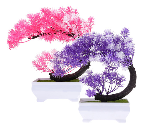 Bonsái De Escritorio Pequeño Plants Purple Home Decor, 2 Uni