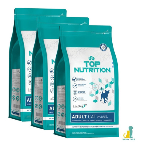 Top Nutrition Gato Adulto 3 X 7,5 Kg (22,5kg) - Happy Tails
