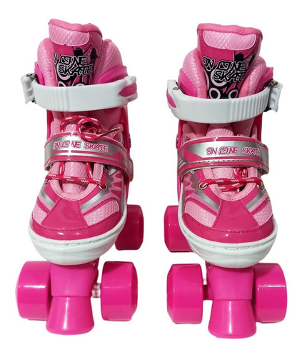 Patins Quad Rosa Infantil 4 Rodas Ajustável Roller