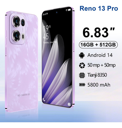 2025 Más Barato Smartphone Reno13 Pro Dual Sim 16gb Ram 512g Teléfono Inteligente 5g Wifi Celulares Batería De Larga Duración Android 14 Desbloqueado