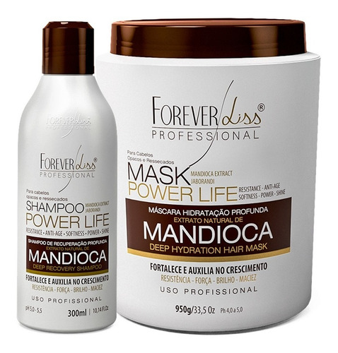 Kit Forever Liss Mandioca Shampoo 300ml + Máscara 950g