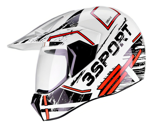 Capacete Bieffe 3 Sport Drax Branco Vermelho Brilho Tamanho do capacete 61