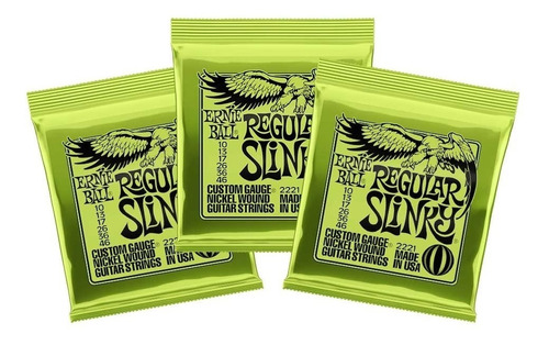 Imagem 2 de 5 de Corda Ernie Ball Regular Slinky 010 Guitarra Kit C/ 3 Jogos