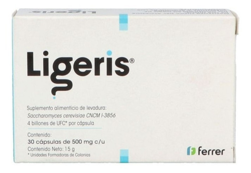 Ligeris 30 Cápsulas Saccharomyces Cerevisiae 500mg Sabor Sin sabor